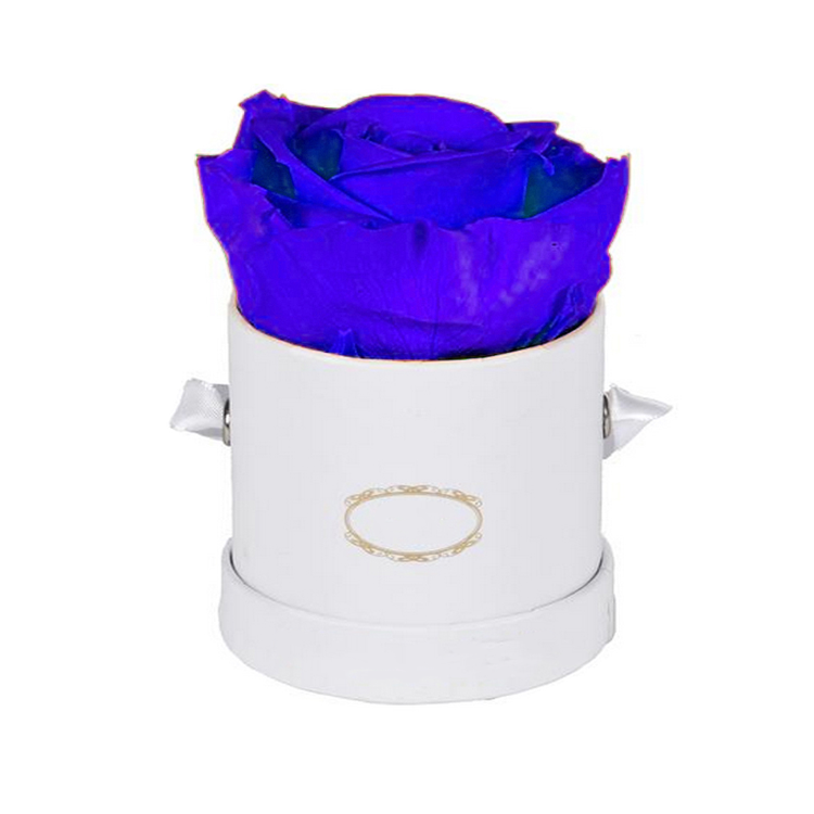 Real Natural Round Shape Bucket Blue Preserved Roses Flower In Gift Box for Festivals Gift
