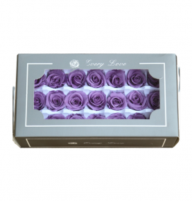Classcial Purple Preserved Real Natural Rose Flower Buds Head Single Rose In Paper Box