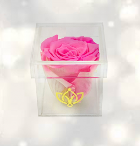 New Design Transparent Square Long Lasting Flower Gift Acrylic Single Rose Flower Display Box
