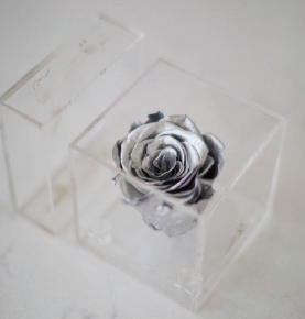 Personalized Single Acrylic Rose Box Clear Plexiglass Forever Flower Cube Box 1 Hole