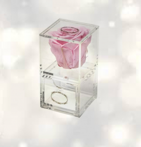 New Clear Lucite Single Rose Cubes Acrylic Long Lasting Flower Gift Box With Drawer