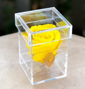 Acrylic 1 Hole Preserved Flower Box Clear Acrylic Roses Holder Transparent Gift Box with Lid 