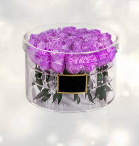 Great Waterproof Custom Round Acrylic Rose Display Box Lucite Flower Box With 25 Holes