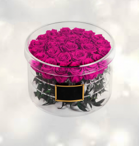 New Design Rounded Acrylic Rose Box Forever Flower Round Box For Mother's Day Gift