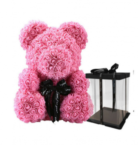 Thanksgiving Flower Teddy Pink Bear Rose Preserved Rose Bear Forever Eternal Rose Bear