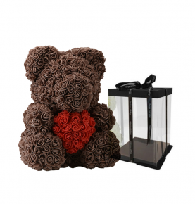 Customized Eve Valentine's Day Gift 25cm PE Foam Flower Rose Bear With Gift Box