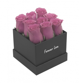 Hot Selling Long Life Infinity Rose Square Box Preserved Rose Eternal Flower Rose Gift Box  