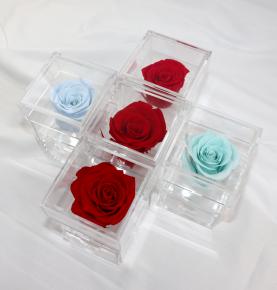 Everlasting Rose Preserved Single Eternal Flower In Clear Acrylic Box With Drawer