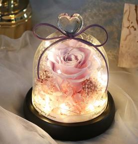 Wedding Decoration Flowers Preserved Flower Glass Cover Love Rose Valentine's Day Gift Box