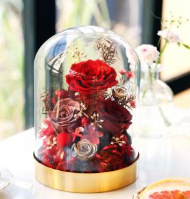 Christmas Decoration Preserved Flowers Supplies Party Home Decor Eternal Flower Glass Dome 