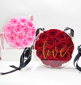 Luxury Transparent Decorative Candied Box And Eternal Rose Flower Display Candied Bag For Wedding