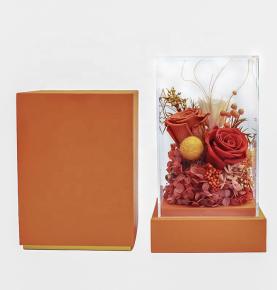 Valentin's Day Luminous  Clear Preserved Rose Square Wedding Party Gift Packing Acrylic Flower Box