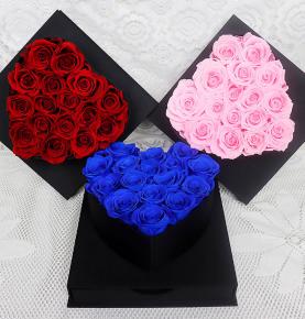 Florist Supplies Luxury Heart Shaped Gift Box Preserved Flower Roses In Box Valentine's Day Gift