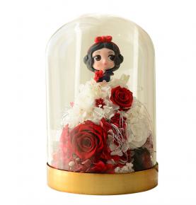 New Ideas Preserved Rose With Princess Snow White Cartoon Rose In Glass Dome