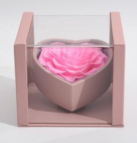 Love Heart Shape Preserved Rose High Quality Surprised Gifts Box Acrylic Box Heart Flower Gift Box