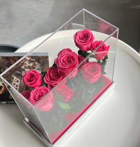 New Hot Pink Rose Manor Eternal Roses Acrylic Box For Gifts