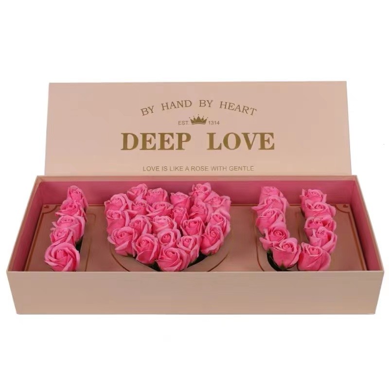 Rose Flower Surprise Box Wholesale I Love You Shape Preserved Flower Gifts Box