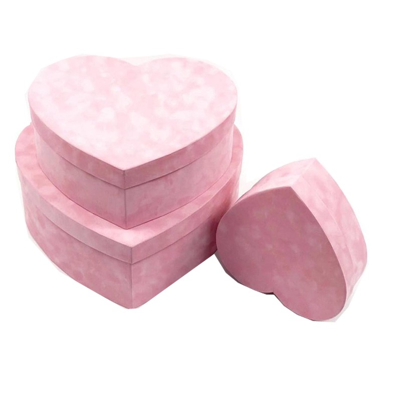 Premium Quality Heart Shaped Velvet Flower Gift Boxes With Logo
