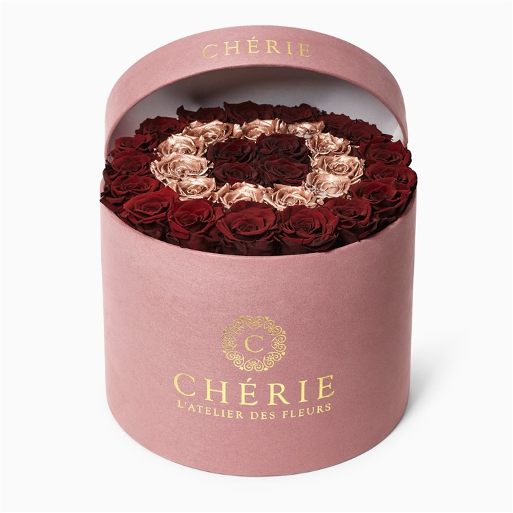 Luxury Cylindrical Packaging Flower Velvet Gift Box with Logo