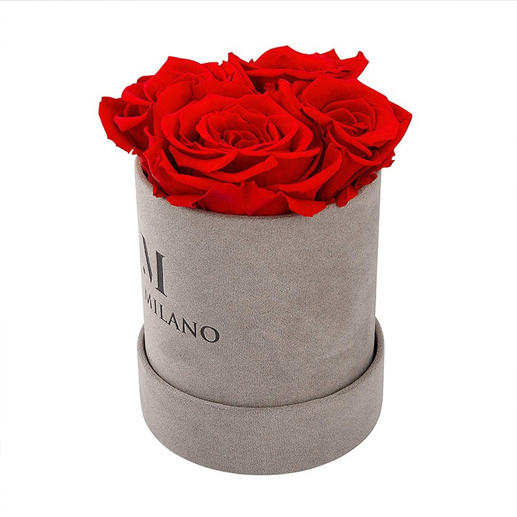 Luxury Cylindrical Packaging Flower Velvet Gift Box with Logo