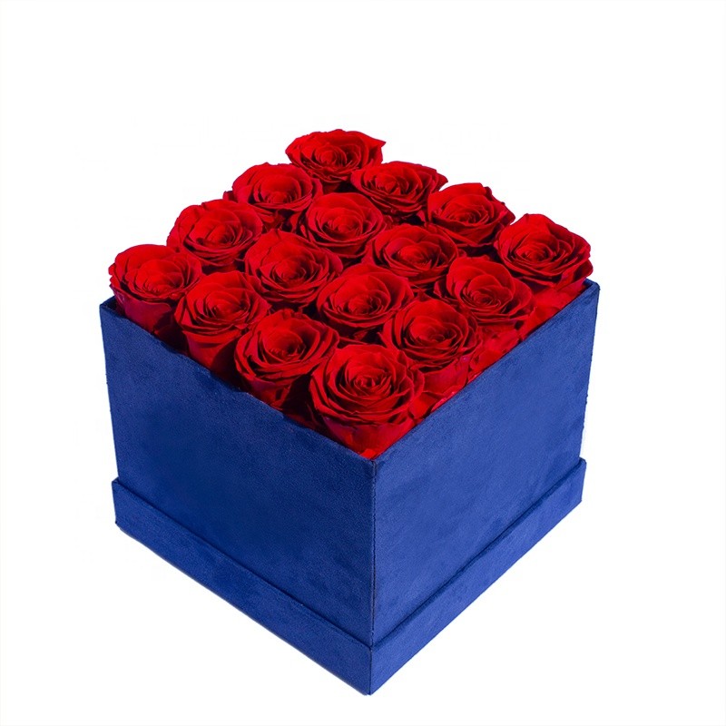 Wholesale Square Flower Velvet Gift Boxes with Lid Custom Floral Packaging
