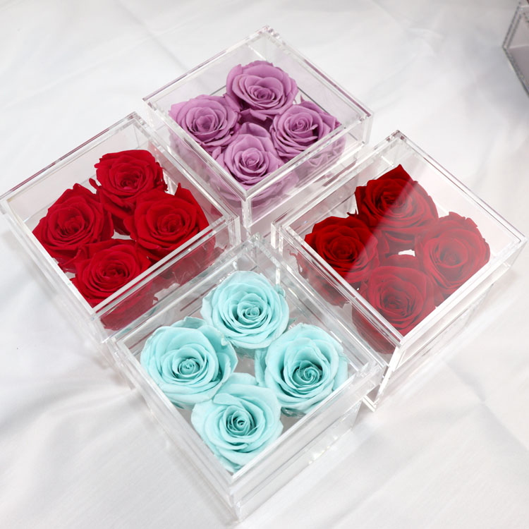 Preserved <a href=https://tsmpreservedflower.com/Preserved-Rose-Head.html target='_blank'>roses</a>, Eternal Rose Acrylic Box, Acrylic Box With Drawer 6.jpg