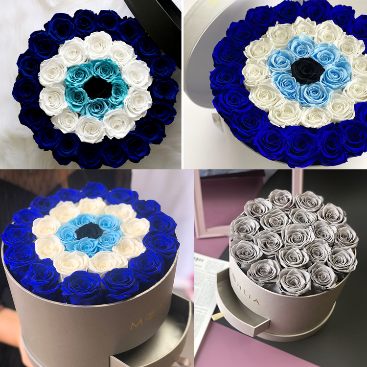 Flower Box Roses, Round Rose Box With Drawer, Round Hat <a href=https://tsmpreservedflower.com/flower-packaging.html target='_blank'>Flower Box</a> 7.png