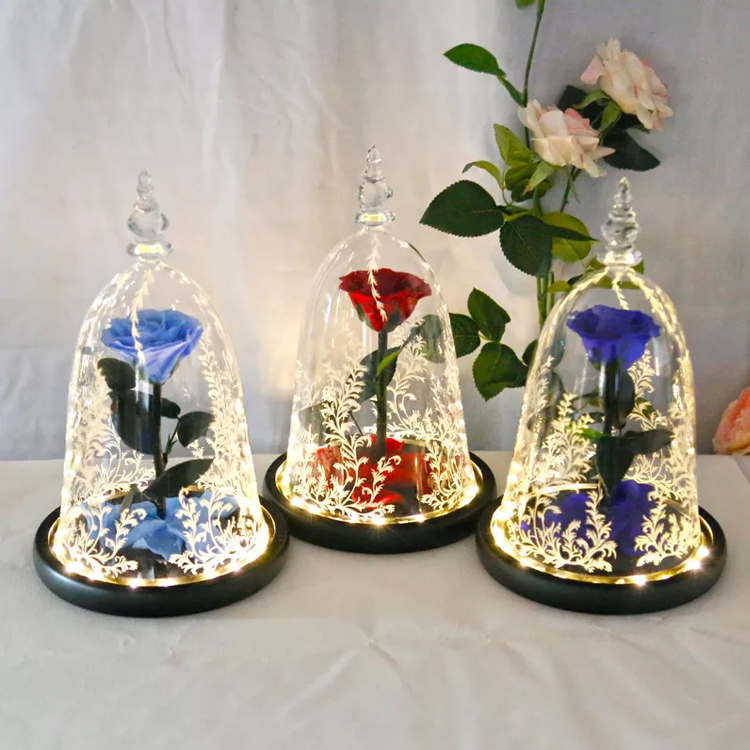 Rose In Glass Dome, Enchanted Rose in Glass Dome, Glass Rose Gift 1.jpg
