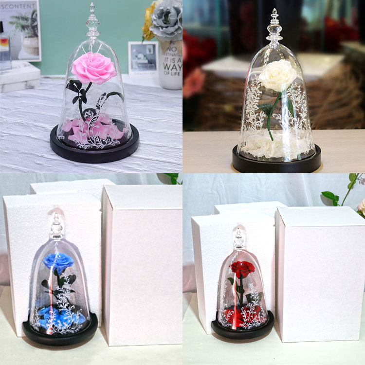 Rose In Glass Dome, Enchanted Rose in Glass Dome, Glass Rose Gift 4.jpg